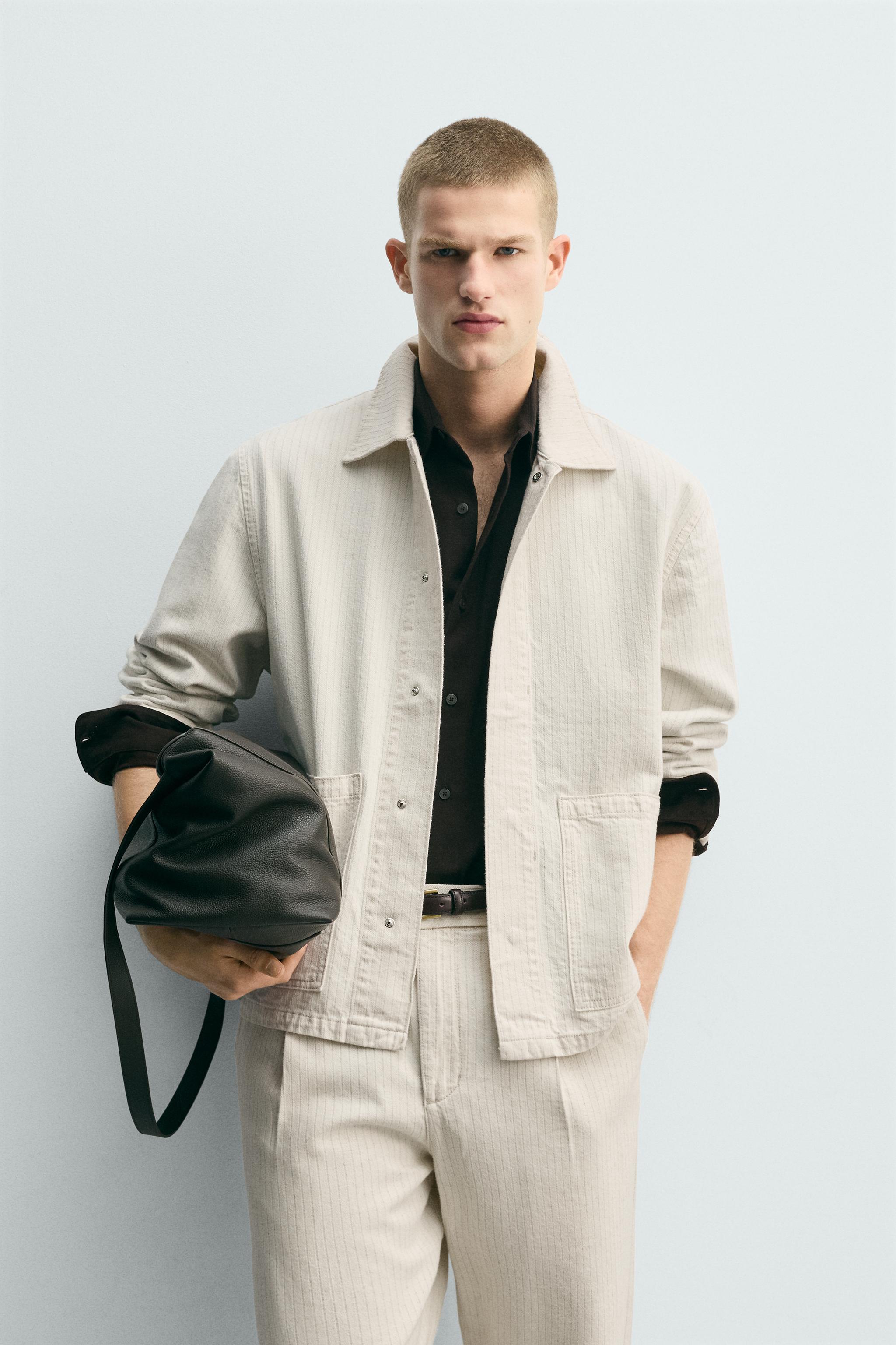 STRIPED TEXTURED OVERSHIRT